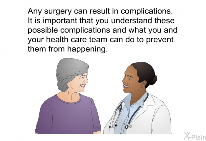 Any surgery can result in complications. It is important that you understand these possible complications and what you and your health care team can do to prevent them from happening.