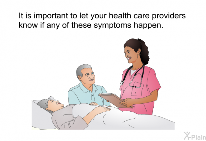 It is important to let your health care providers know if any of these symptoms happen.