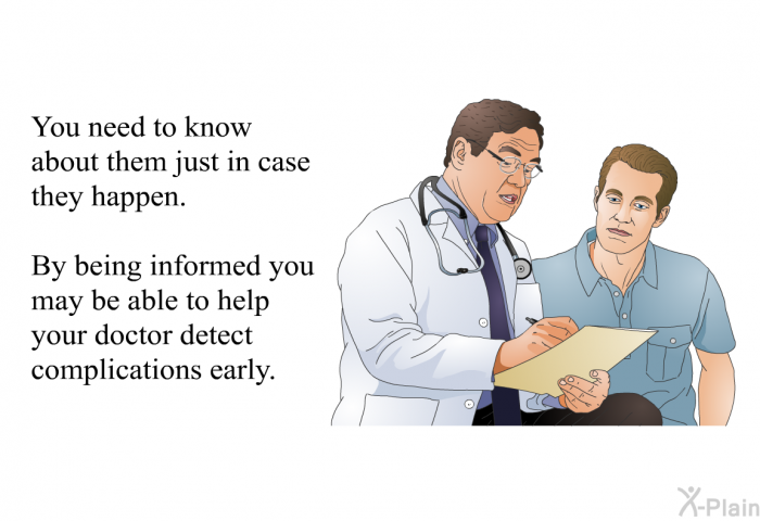 You need to know about them just in case they happen. By being informed you may be able to help your doctor detect complications early.