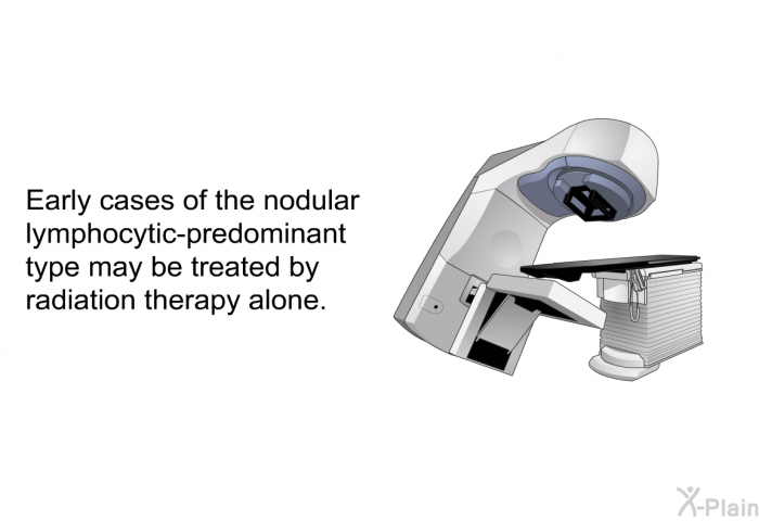 Early cases of the nodular lymphocytic-predominant type may be treated by radiation therapy alone.