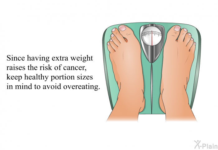 Since having extra weight raises the risk of cancer, keep healthy portion sizes in mind to avoid overeating.
