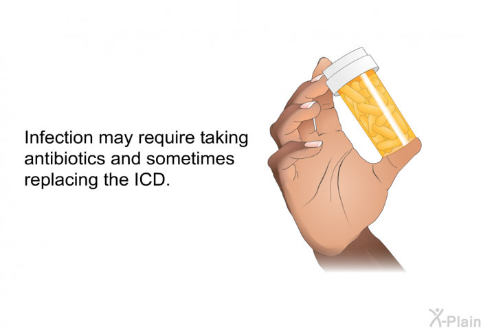 Infection may require taking antibiotics and sometimes replacing the ICD.