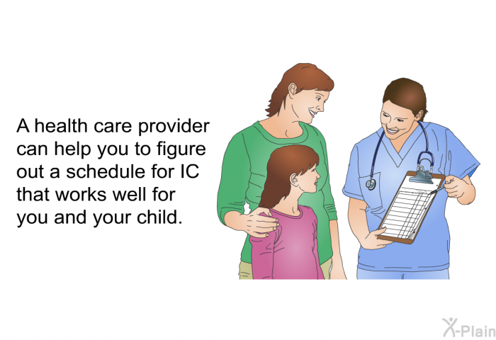 A health care provider can help you to figure out a schedule for IC that works well for you and your child.