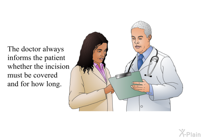 The doctor always informs the patient whether the incision must be covered and for how long.