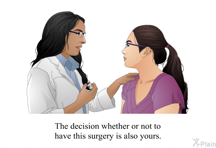 The decision whether or not to have this surgery is also yours.