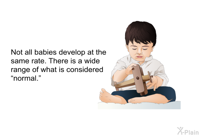 Not all babies develop at the same rate. There is a wide range of what is considered “normal.”