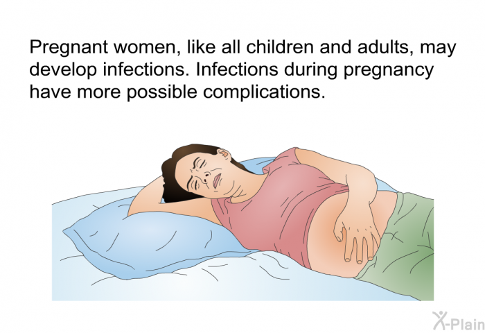 Pregnant women, like all children and adults, may develop infections. Infections during pregnancy have more possible complications.