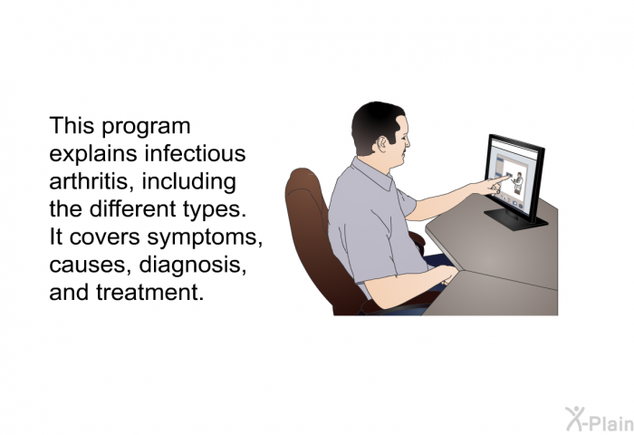 This health information explains infectious arthritis, including the different types. It covers symptoms, causes, diagnosis, and treatment.