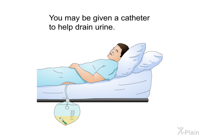 You may be given a catheter to help drain urine.