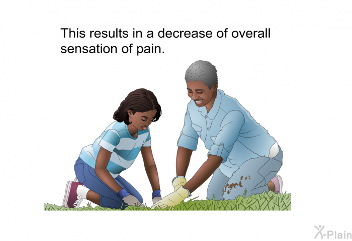 This results in a decrease of overall sensation of pain.