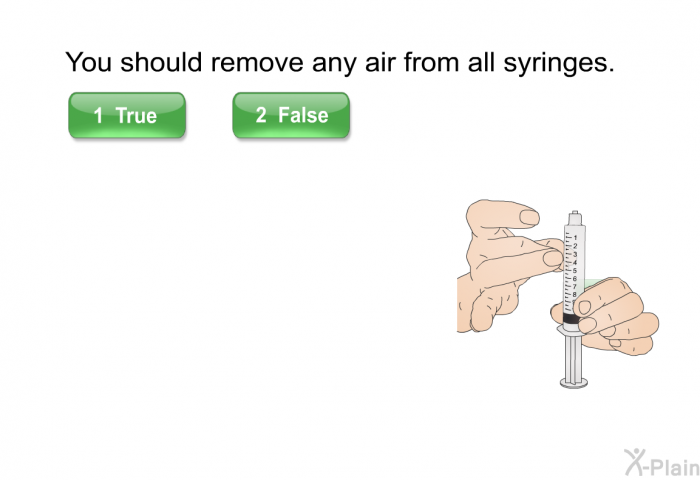 You should remove any air from all syringes.