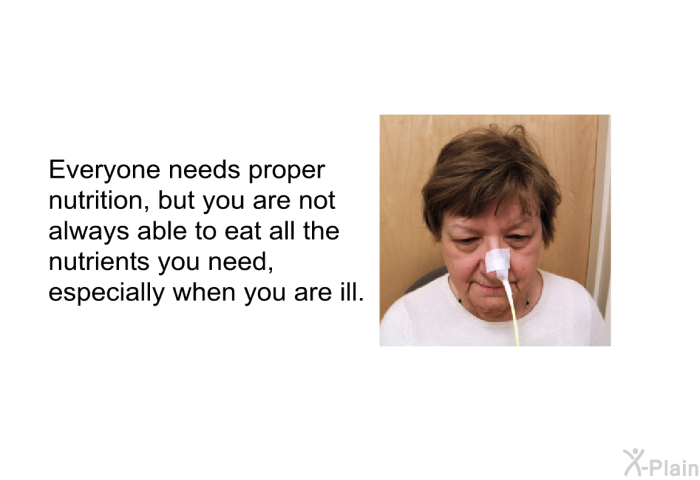 Everyone needs proper nutrition, but you are not always able to eat all the nutrients you need, especially when you are ill.