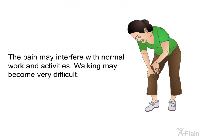 The pain may interfere with normal work and activities. Walking may become very difficult.