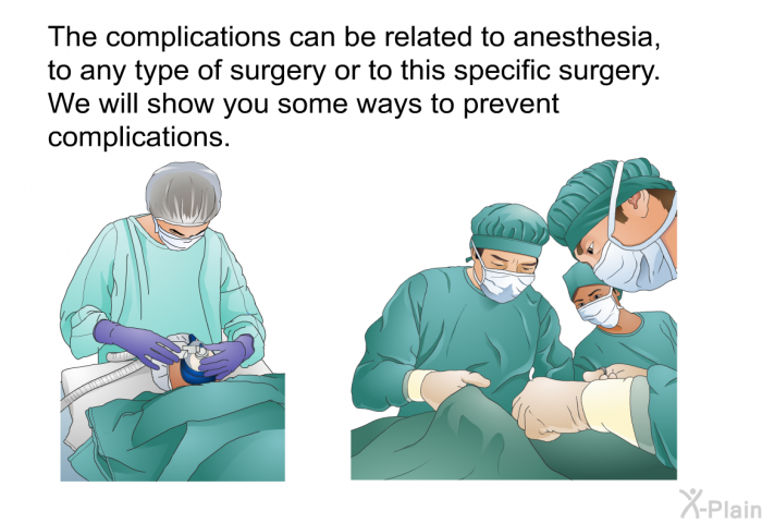 The complications can be related to anesthesia, to any type of surgery or to this specific surgery. We will show you some ways to prevent complications.