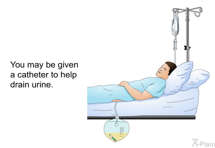 You may be given a catheter to help drain urine.