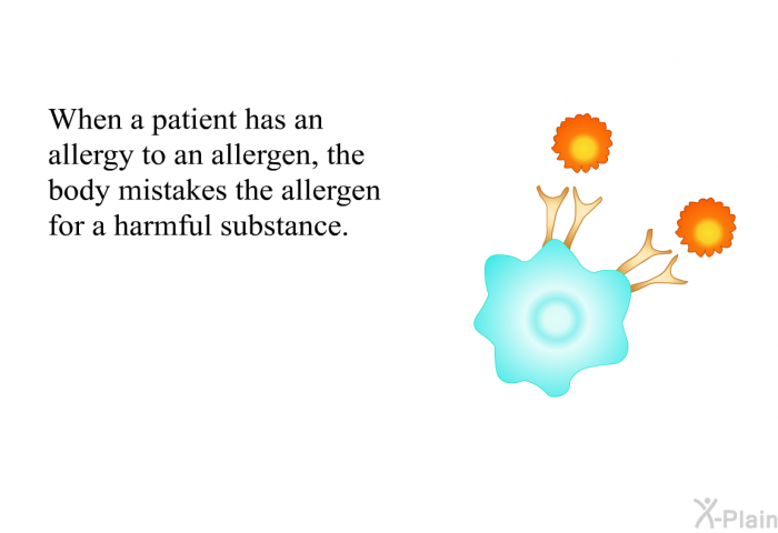 When a patient has an allergy to an allergen, the body mistakes the allergen for a harmful substance.