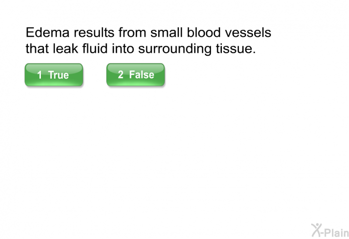 Edema results from small blood vessels that leak fluid into surrounding tissue.