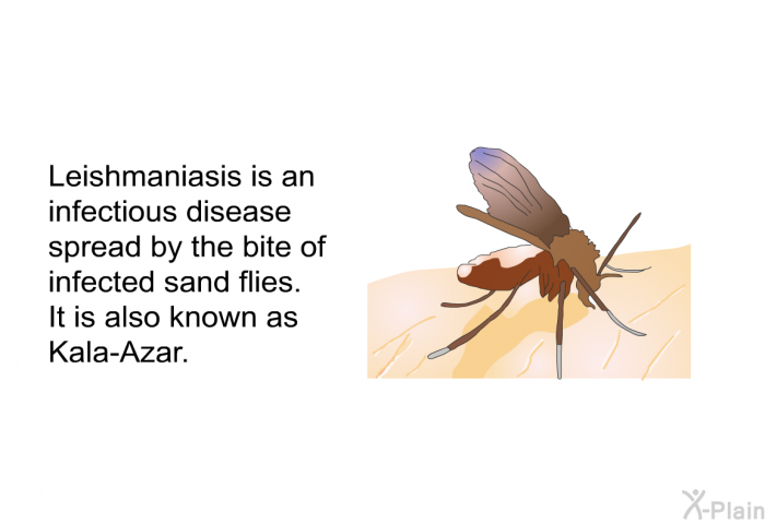 Leishmaniasis is an infectious disease spread by the bite of infected sand flies. It is also known as Kala-Azar.