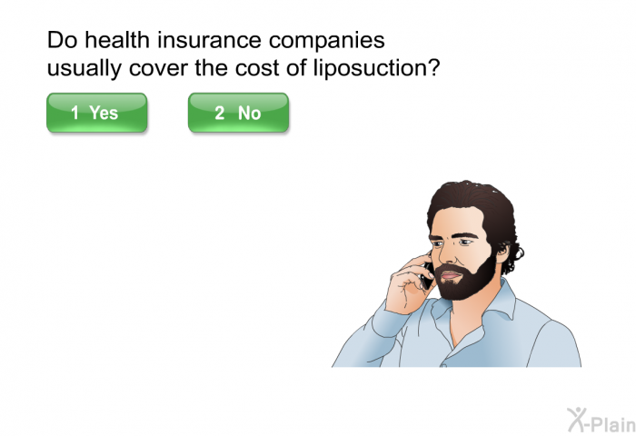 Do health insurance companies usually cover the cost of liposuction?