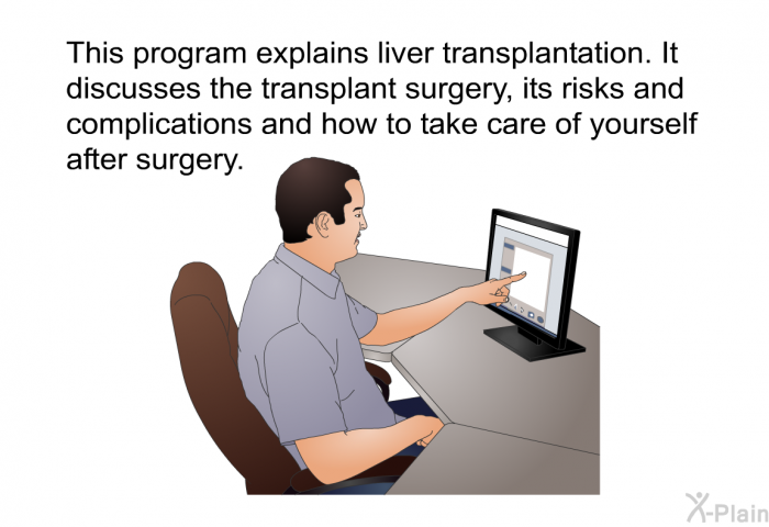 This health information explains liver transplantation. It discusses the transplant surgery, its risks and complications and how to take care of yourself after surgery.