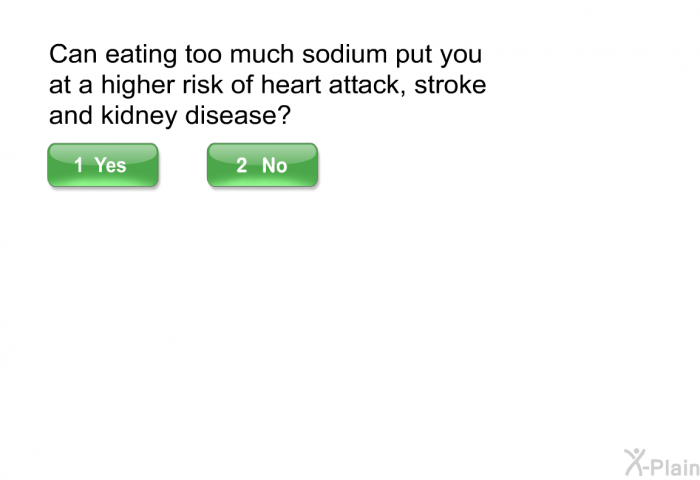 Can eating too much sodium put you at a higher risk of heart attack, stroke and kidney disease?