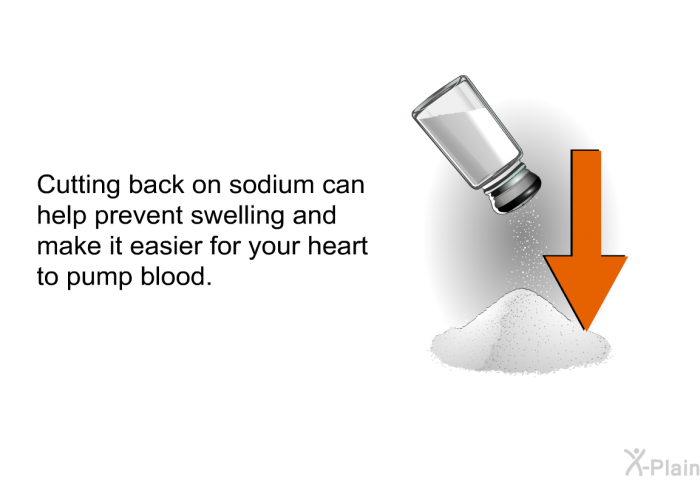 Cutting back on sodium can help prevent swelling and make it easier for your heart to pump blood.