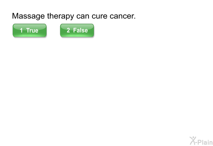 Massage therapy can cure cancer.