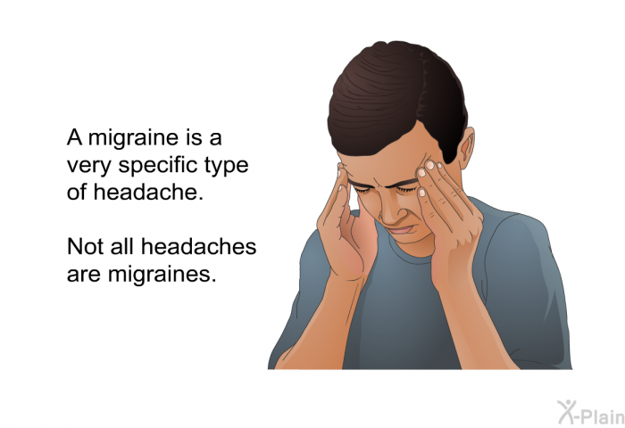 A migraine is a very specific type of headache. Not all headaches are migraines.