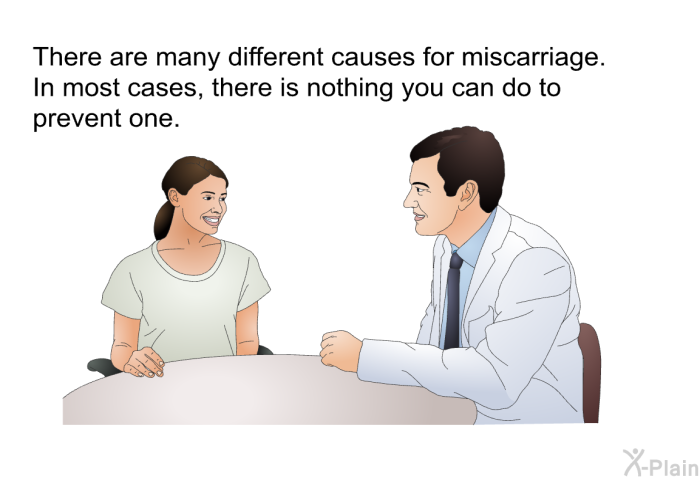 There are many different causes for miscarriage. In most cases, there is nothing you can do to prevent one.