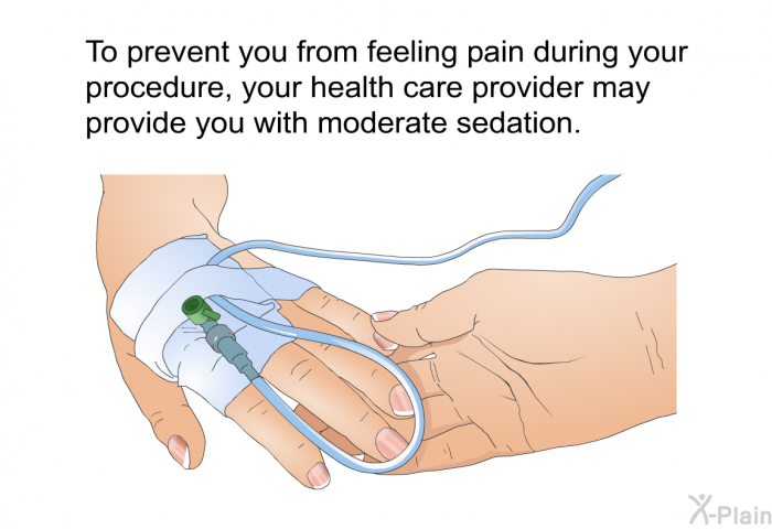To prevent you from feeling pain during your procedure, your health care provider may provide you with moderate sedation.