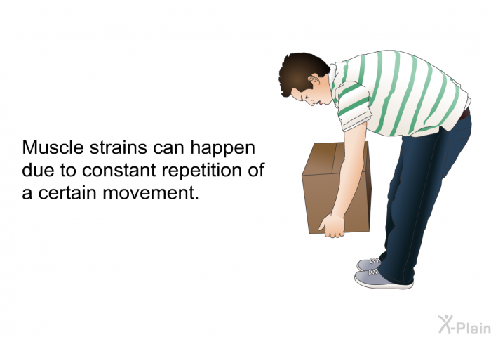 Muscle strains can happen due to constant repetition of a certain movement.