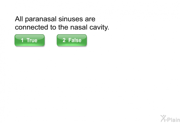 All paranasal sinuses are connected to the nasal cavity.