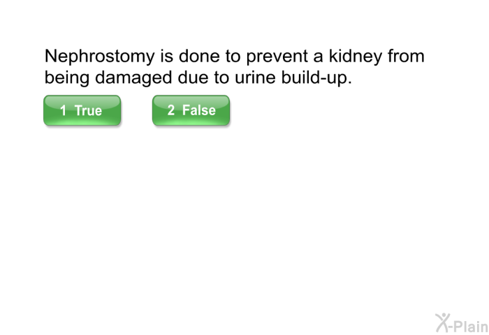 Nephrostomy is done to prevent a kidney from being damaged due to urine build-up.