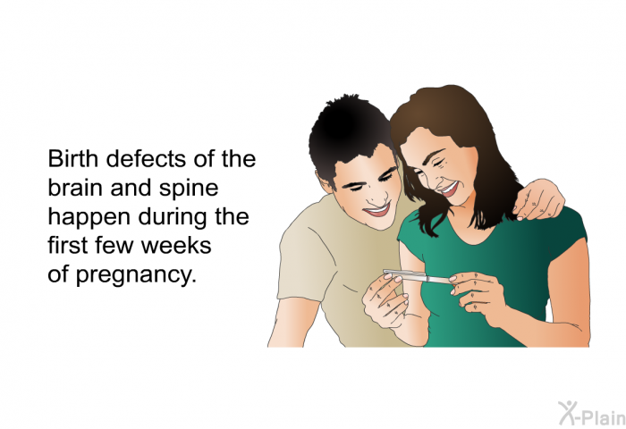 Birth defects of the brain and spine happen during the first few weeks of pregnancy.