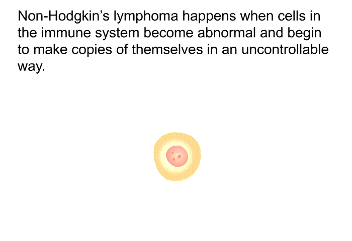 Non-Hodgkin's lymphoma happens when cells in the immune system become abnormal and begin to make copies of themselves in an uncontrollable way.