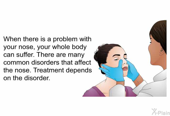 When there is a problem with your nose, your whole body can suffer. There are many common disorders that affect the nose. Treatment depends on the disorder.