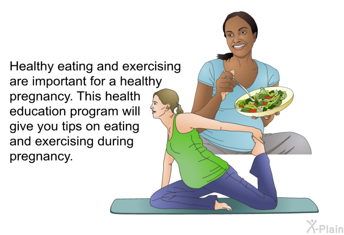 Healthy eating and exercising are important for a healthy pregnancy. This health information will give you tips on eating and exercising during pregnancy.
