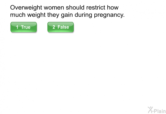 Overweight women should restrict how much weight they gain during pregnancy.