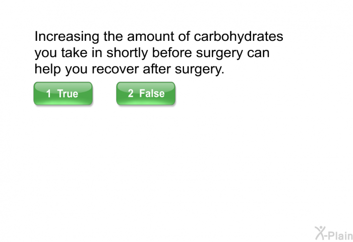 Increasing the amount of carbohydrates you take in shortly before surgery can help you recover after surgery.
