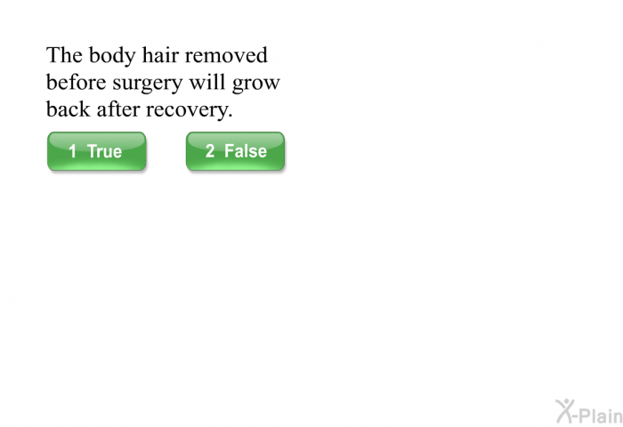 The body hair removed before surgery will grow back after recovery.