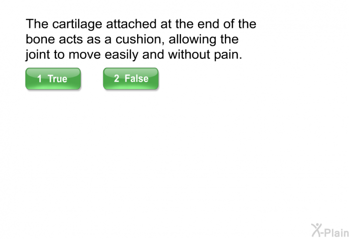 The cartilage attached at the end of the bone acts as a cushion, allowing the joint to move easily and without pain.