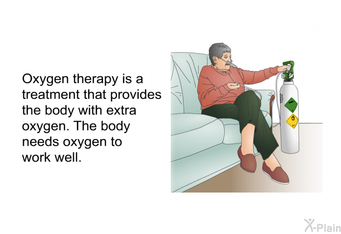 Oxygen therapy is a treatment that provides the body with extra oxygen. The body needs oxygen to work well.