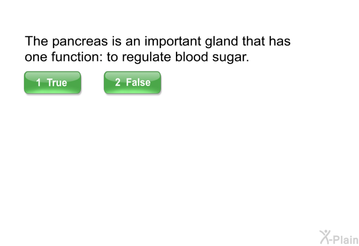 The pancreas is an important gland that has one function: to regulate blood sugar.
