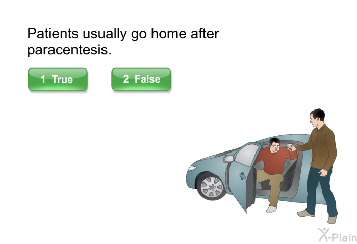 Patients usually go home after paracentesis. Press true or false.