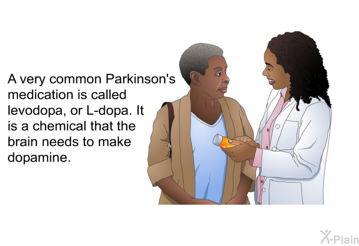 A very common Parkinson's medication is called levodopa, or L-dopa. It is a chemical that the brain needs to make dopamine.