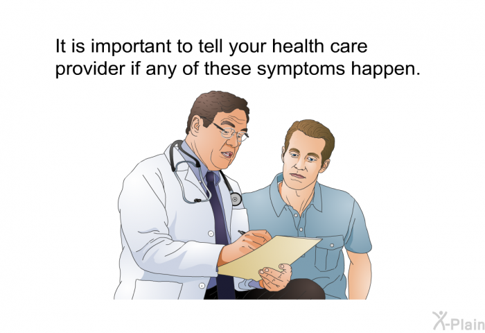 It is important to tell your health care provider if any of these symptoms happen.