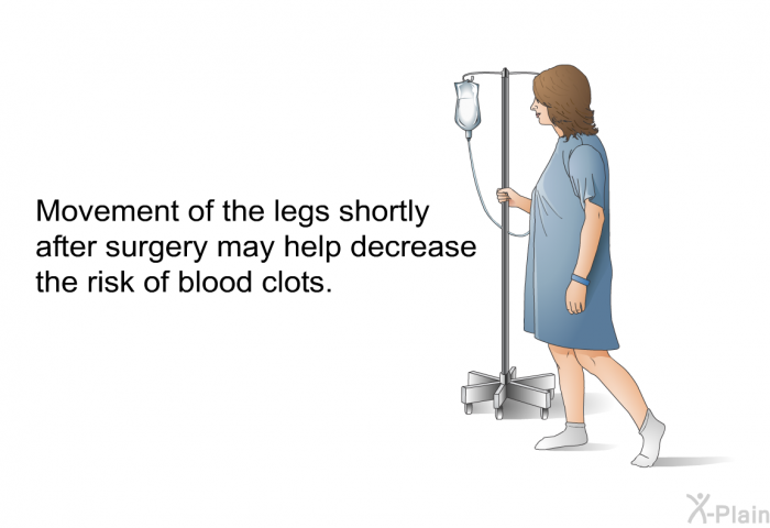 Movement of the legs shortly after surgery may help decrease the risk of blood clots.
