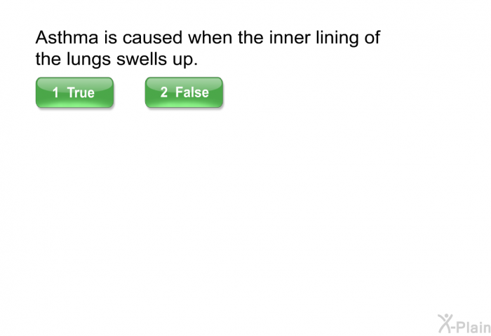 Asthma is caused when the inner lining of the lungs swells up.