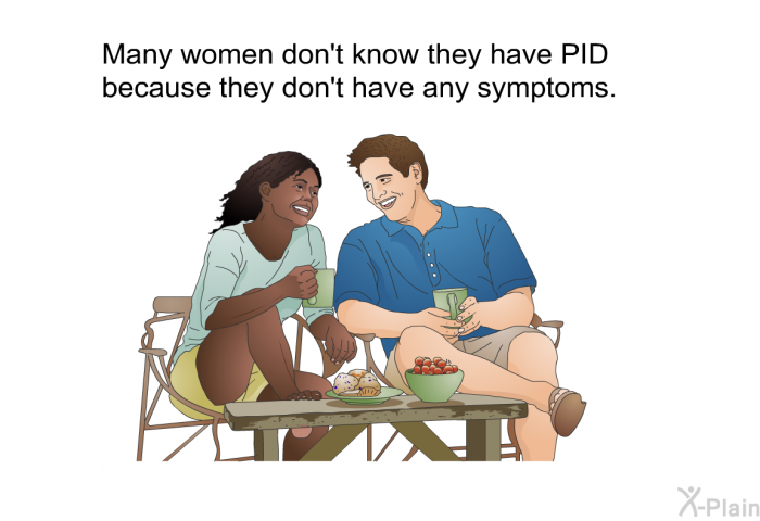 Many women don't know they have PID because they don't have any symptoms.