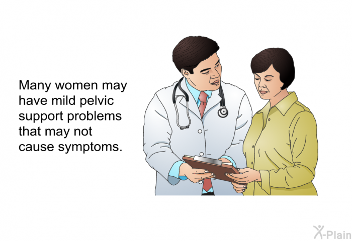 Many women may have mild pelvic support problems that may not cause symptoms.